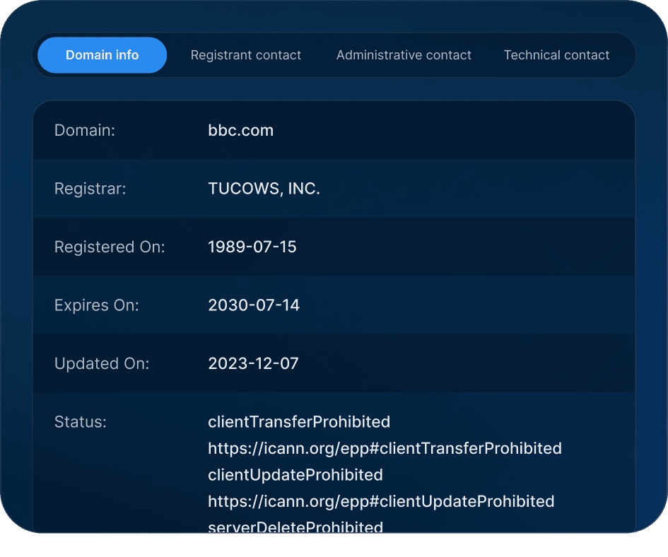 WHOIS Lookup Dashboard